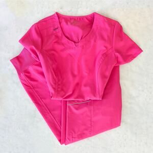 Cherokee Infinity Pink Scrubs Short Sleeve Top and Jogger Pant Set / Small